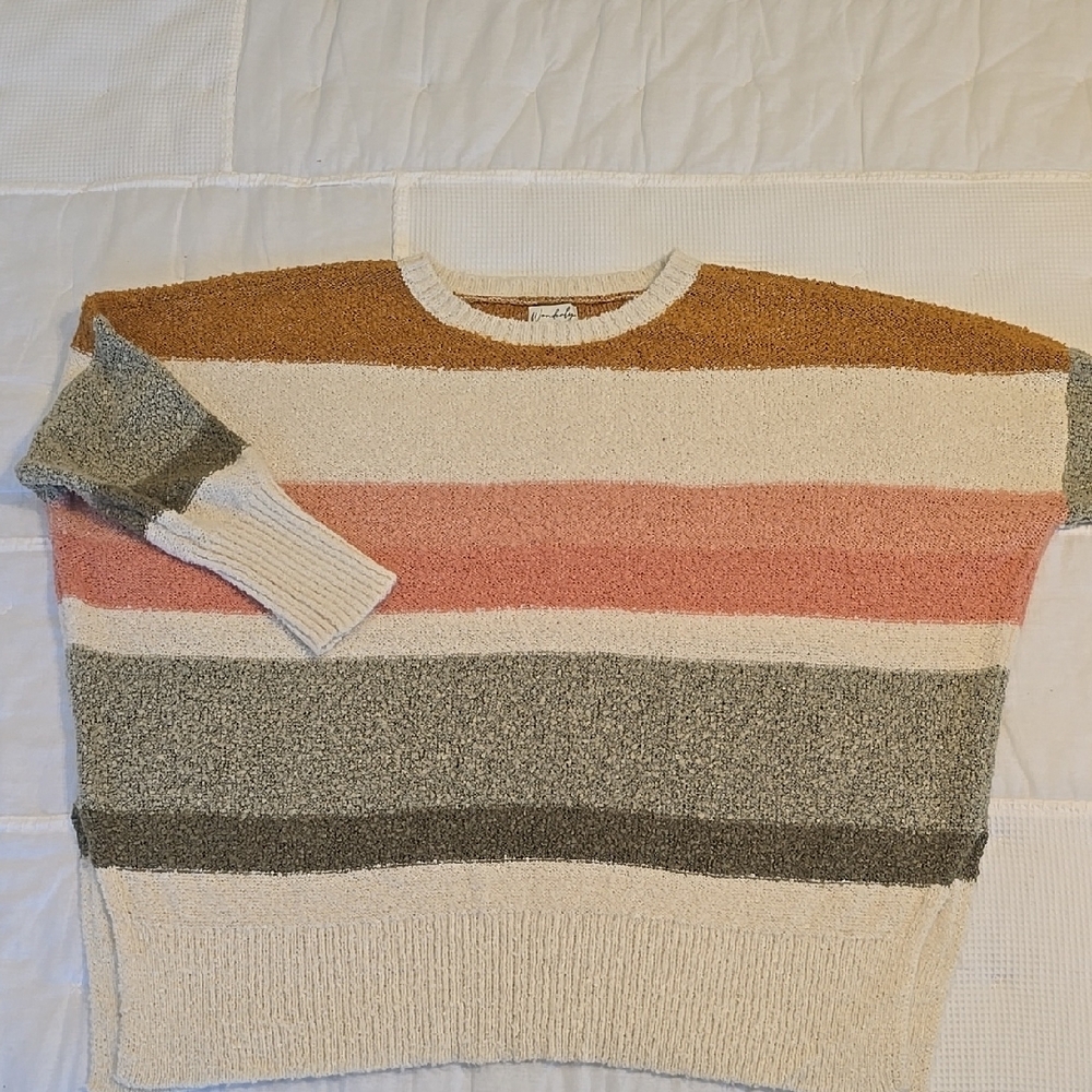 Wonderly Cozy Mustard and Cream Sweater